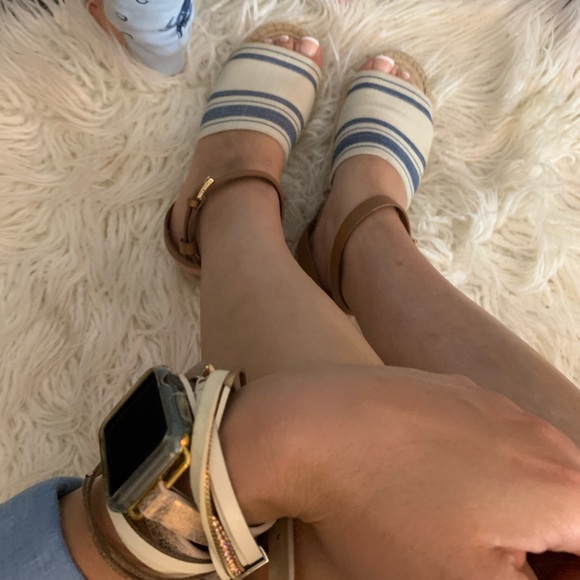 7.5 |Tory Burch | Espadrille Sandal | Ivory/Blue | - Picture 4 of 7